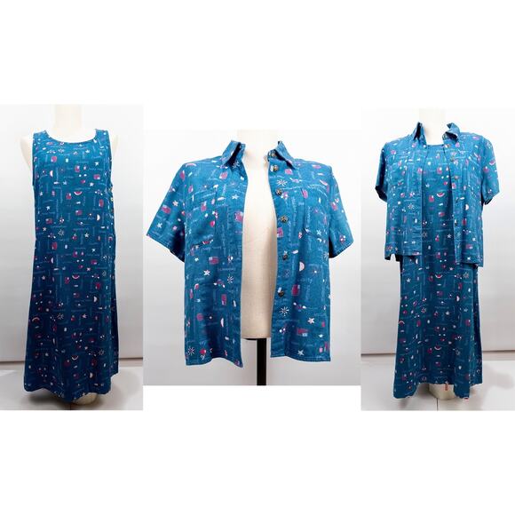 Koret Dresses & Skirts - Vtg Americana Denim Dress SMALL 6-8 Jean Jumper American Flag Patriotic July 4th